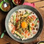 さばみそとネギの豆乳担々麺