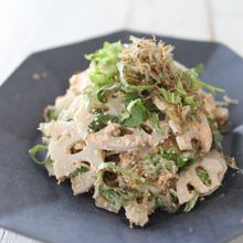れんこんとじゃこの大葉たらこサラダ