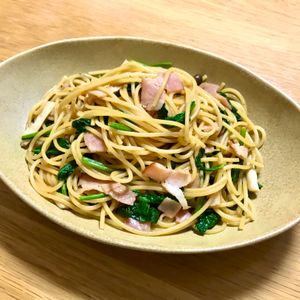 Nao★彡の作ってみた!投稿(簡単！『ほうれん草とベーコンとしめじの醤油パスタ』)