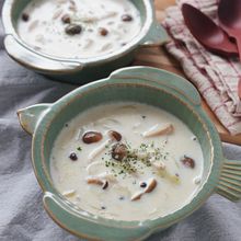 牛乳たっぷり！水不使用【きのこのミルクスープ】