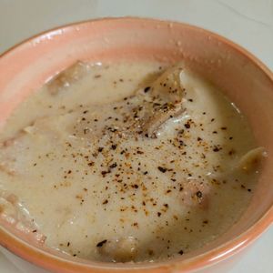 ゆみの作ってみた!投稿(中華風♡ベーコンとまいたけのごま豆乳スープ)