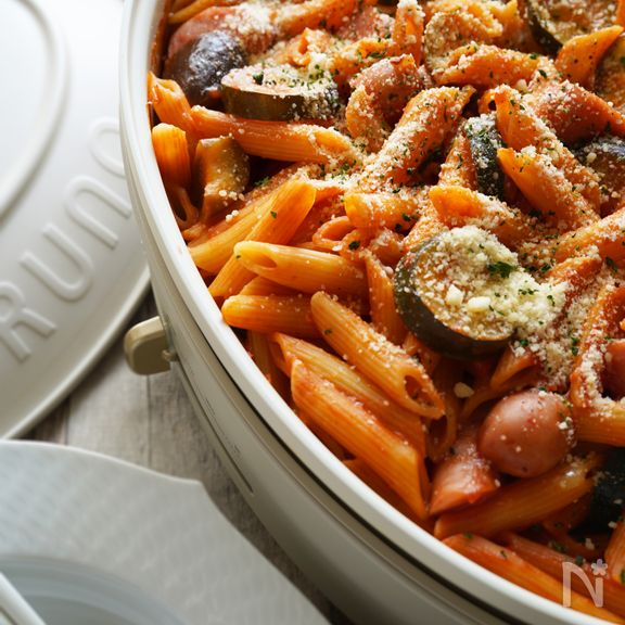 〈BRUNO〉子供ウケ◎ナスとズッキーニのナポリタン風パスタ