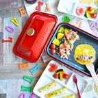 ホットプレート朝ごはん。子供とわくわくスティックオムライス