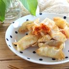 簡単おつまみ、キムチチーズ揚げ餃子。