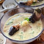 冷やして美味しい！丸ごと茄子の【カレー風味冷製豆乳スープ】