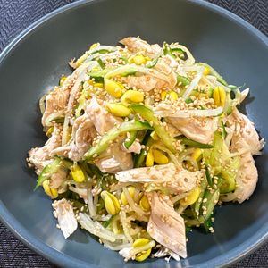 楽ラク手抜キッチン🐶🐾の作ってみた!投稿(ササミともやしときゅうりの味噌だれ和え【梅雨バテにおすすめ】)
