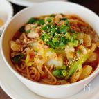 【キャベツと豚肉の味噌スープ麺】お好きな麺で味わう濃厚味噌味