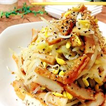 簡単レシピ☆豆もやしとさつま揚げの中華炒め