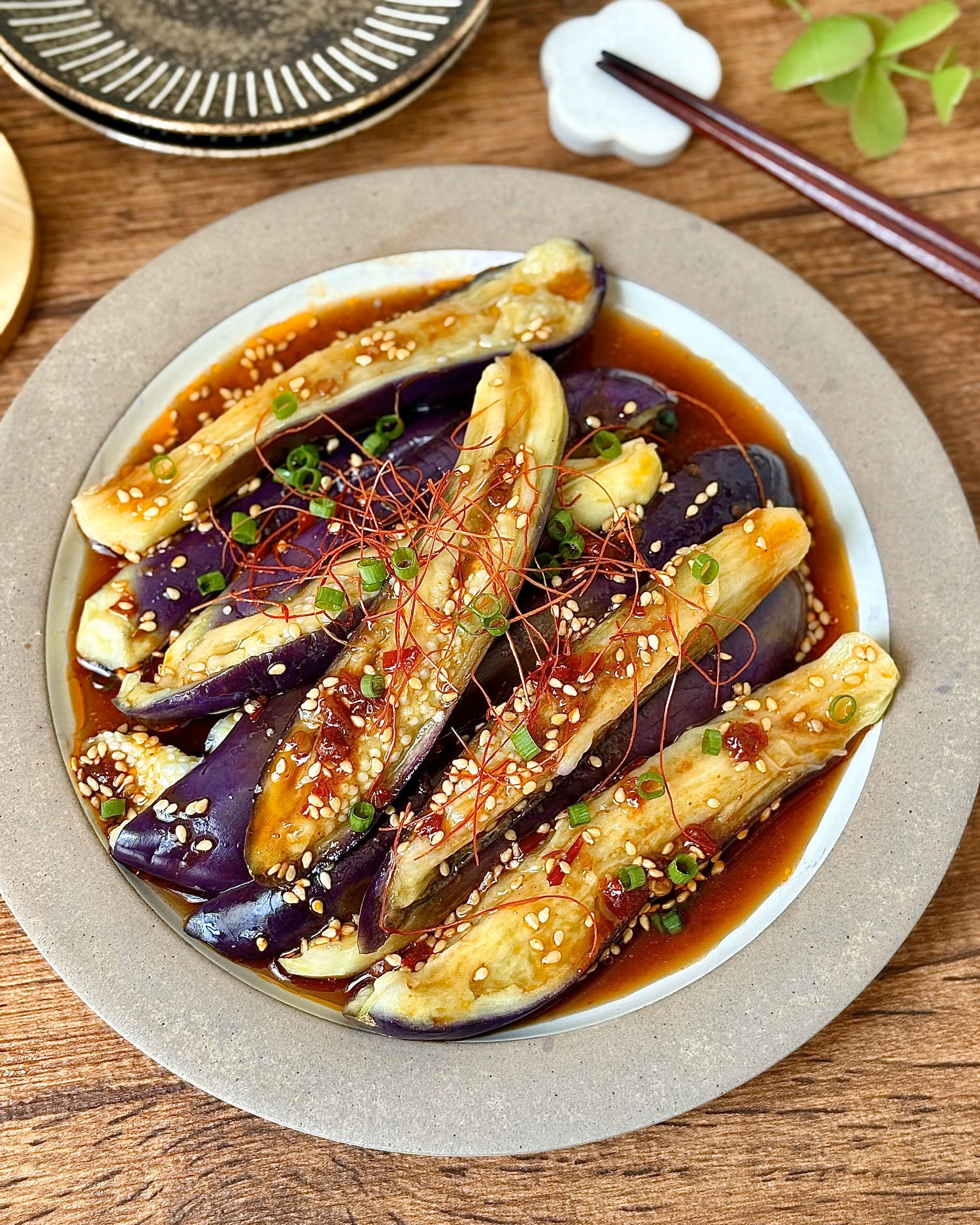 【ピリ辛よだれ茄子】レンジで簡単！とろうま♪