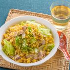 本つゆとごま油でがっつり！豚バラレタスチャーハン
