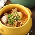 あさりの旨味が凝縮♪豆腐のキムチチゲ風煮