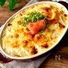 チンして混ぜて焼くだけ！あと一品に♪【明太ポテトグラタン】