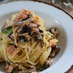 【ワンパンで】鮭のクリームパスタ