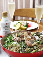 あさりと椎茸と長ねぎの和風パエリヤ