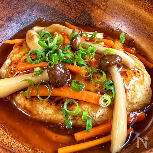 【鶏ひき肉の和風甘酢あんかけハンバーグ】ふんわり♡