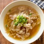 【豚もやしのみそラーメン風スープ】包丁不要！5分で完成♪
