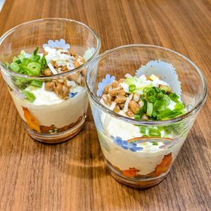 るるる♪の作ってみた!投稿(〖キムチ納豆の豆腐ムース〗涼しげオシャレな絶品ヘルシー冷奴♪)