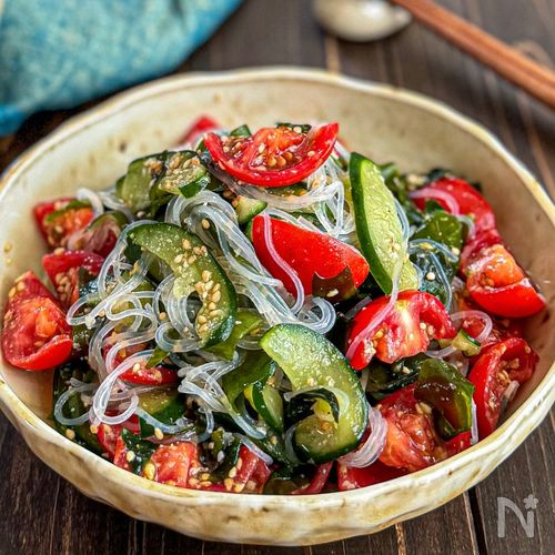 レンジでOK《夏野菜で♡旨だれ春雨サラダ》