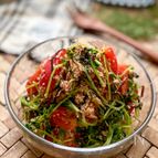 《5分サラダ》トマトと豆苗とツナの塩昆布サラダ
