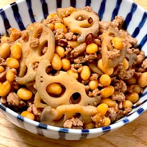 michuの作ってみた!投稿(【お豆とれんこんの甘辛そぼろ炒め 】#大人気おかず！)