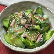 みょうがと大葉のきゅうりの酢の物