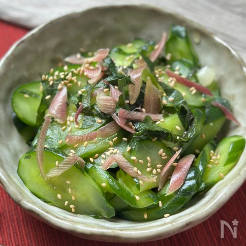 みょうがと大葉のきゅうりの酢の物