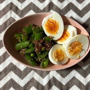 チョビの助の作ってみた!投稿(『スナップエンドウの胡麻和え』シャキシャキ食感♡3分簡単副菜)