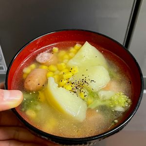 ケの作ってみた!投稿(【即席ポトフ風スープ】１０分かからない♡包丁まな板不要！)