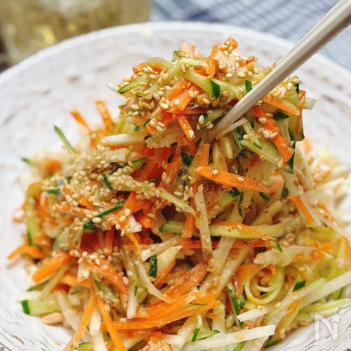 【ツナと千切り野菜のごまポンサラダ】野菜メニューが欲しい時に