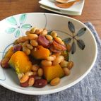 お鍋1つで簡単☆ヘルシー和総菜◎かぼちゃとミックスビーンズ煮
