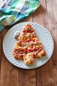 クリスマスツリーピザ♪発酵なし！豆腐で簡単♪こどもレシピ