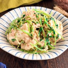 【パパっと5分で副菜】豆苗と豆腐のツナマヨ和え