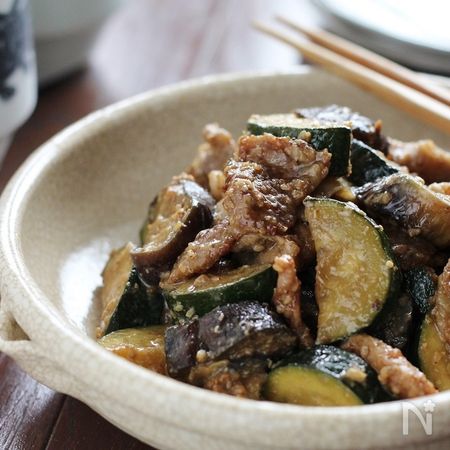 豚バラと茄子とズッキーニのごま味噌炒め By 笠原知子 レシピサイト Nadia ナディア プロの料理家のおいしいレシピ