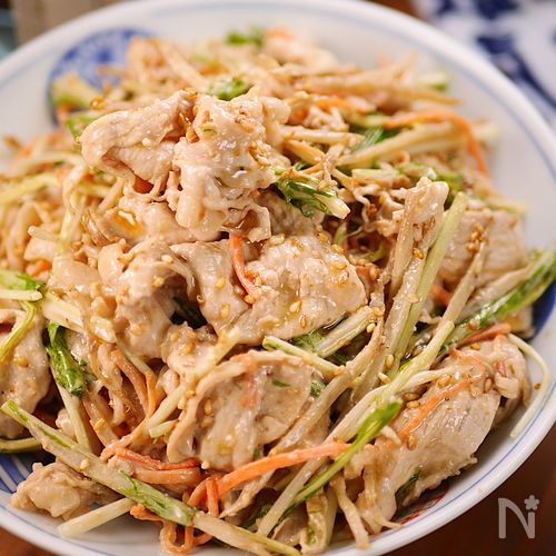 ヘルシー和食のお惣菜✨濃厚ごまだれ🤩豚しゃぶごぼうサラダ♪