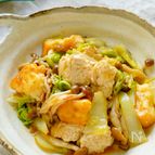 【白菜と鶏つくねと厚揚げのうま煮】楽ウマ早っ♪ワンパン