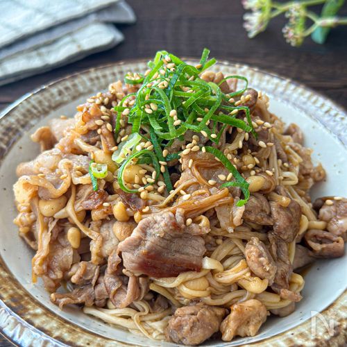 100万再生！【豚こまとえのきのオイポン炒め】