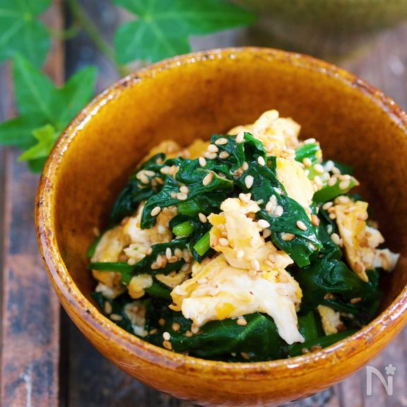 あと一品♪『ほうれん草と卵の炒めナムル』【#作り置き#弁当】