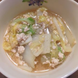 たりおの作ってみた!投稿(ごはんが止まらない白菜とひき肉の旨煮)