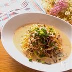 簡単激旨ヘルシーランチ♡ベーコンと塩昆布の豆乳パスタ