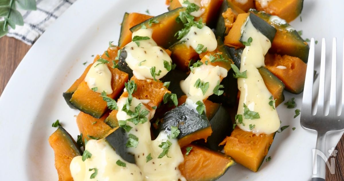 【こってりマヨが美味い♡】レンチンかぼちゃの温サラダ