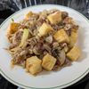 ひろみんmamaの作ってみた!投稿(節約＆満足【豚こまと玉ねぎの甘辛梅炒め】厚揚げ入りでかさまし)