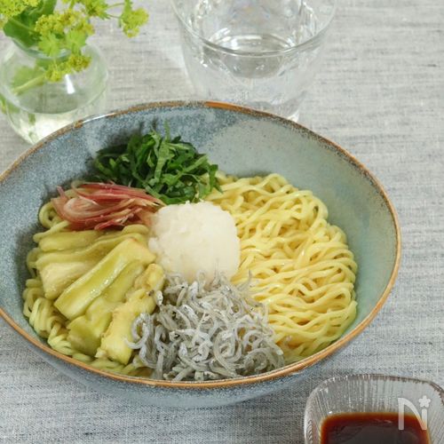 なすとじゃこの冷製和風おろしまぜそば