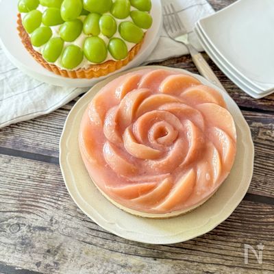 桃のレアチーズケーキ