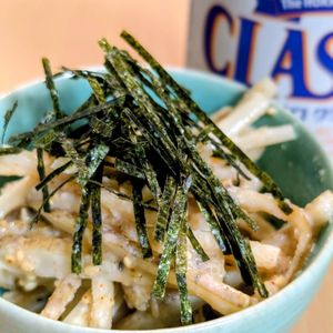 まゆのの作ってみた!投稿(ごぼうの明太海苔サラダ（マヨ無し、味噌ヨーグルトソース）)