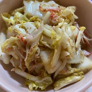 万福の作ってみた!投稿(白菜で簡単副菜♡『白菜とかにかまのごまポン酢サラダ』)