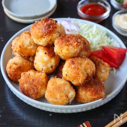 【鶏むね肉と冷凍豆腐のコロコロチキンカツ】節約/お弁当に