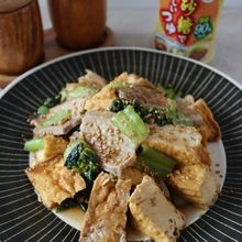 豚バラ肉と厚揚げとチンゲン菜のしょうが焼き