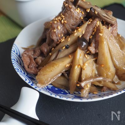 牛肉100gで＊牛肉とごぼうの甘辛煮【調味料全部大さじ2】