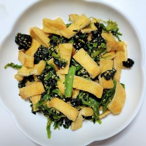 ふうかの作ってみた!投稿(［作り置き］ほうれん草と焼き油揚げのおひたし)