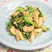 鶏ささみと春菊の胡麻和え